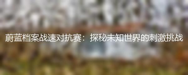 蔚蓝档案战速对抗赛：探秘未知世界的刺激挑战