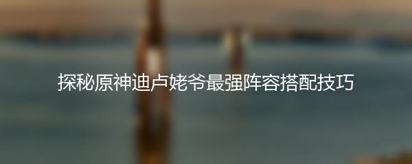 探秘原神迪卢姥爷最强阵容搭配技巧
