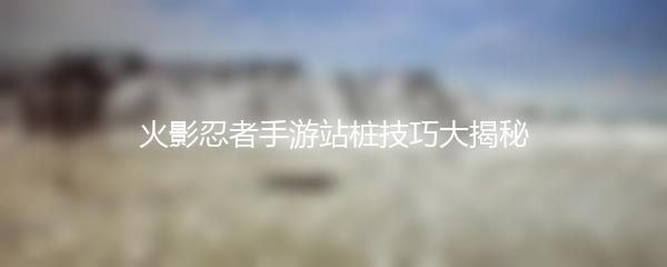 火影忍者手游站桩技巧大揭秘