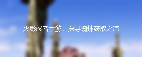 火影忍者手游：探寻蜘蛛获取之道