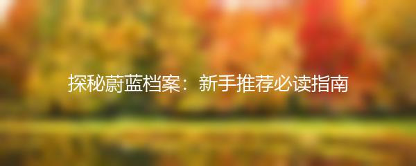 探秘蔚蓝档案：新手推荐必读指南