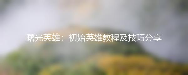 曙光英雄：初始英雄教程及技巧分享