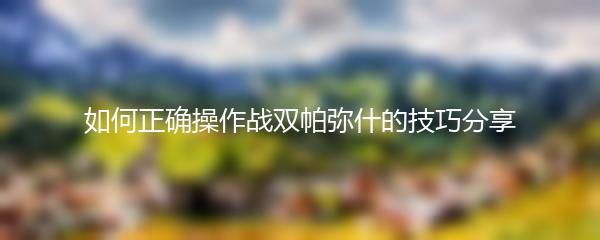 如何正确操作战双帕弥什的技巧分享