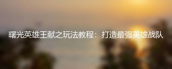 曙光英雄王献之玩法教程：打造最强英雄战队