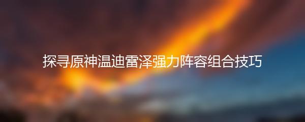 探寻原神温迪雷泽强力阵容组合技巧