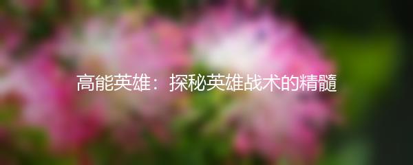 高能英雄：探秘英雄战术的精髓