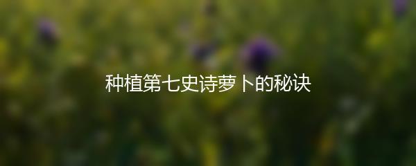 种植第七史诗萝卜的秘诀