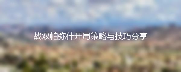 战双帕弥什开局策略与技巧分享