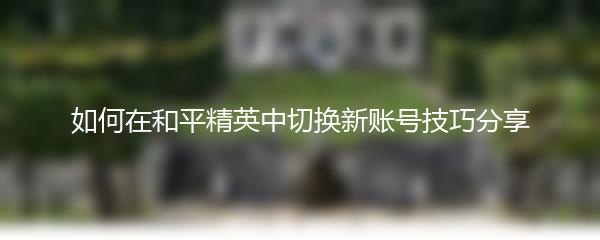 如何在和平精英中切换新账号技巧分享