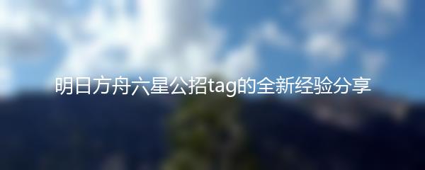 明日方舟六星公招tag的全新经验分享