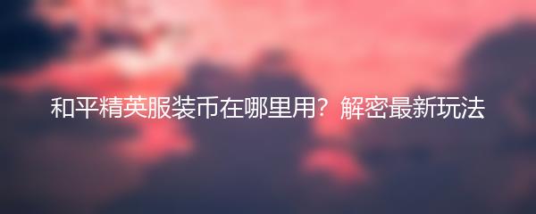 和平精英服装币在哪里用？解密最新玩法