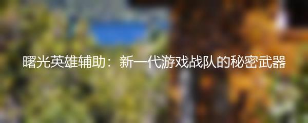 曙光英雄辅助：新一代游戏战队的秘密武器