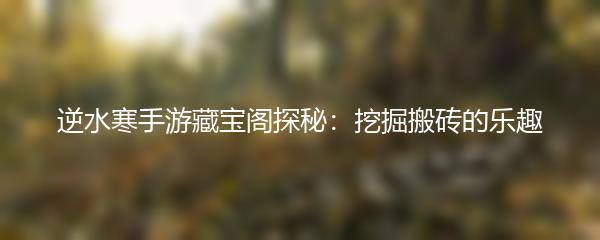 逆水寒手游藏宝阁探秘：挖掘搬砖的乐趣