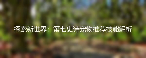 探索新世界：第七史诗宠物推荐技能解析