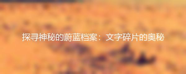 探寻神秘的蔚蓝档案：文字碎片的奥秘
