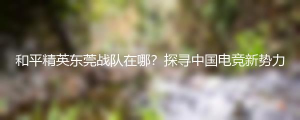 和平精英东莞战队在哪？探寻中国电竞新势力