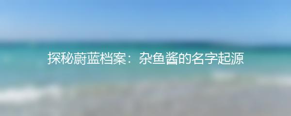 探秘蔚蓝档案：杂鱼酱的名字起源