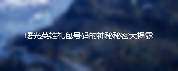 曙光英雄礼包号码的神秘秘密大揭露