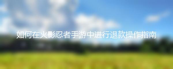 如何在火影忍者手游中进行退款操作指南