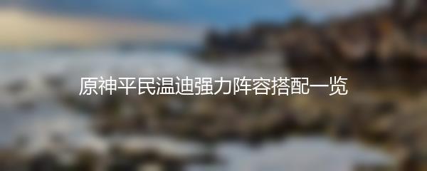 原神平民温迪强力阵容搭配一览