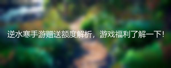 逆水寒手游赠送额度解析，游戏福利了解一下！
