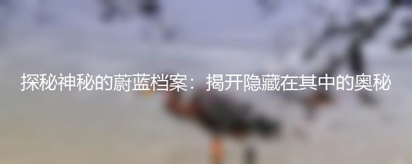 探秘神秘的蔚蓝档案：揭开隐藏在其中的奥秘