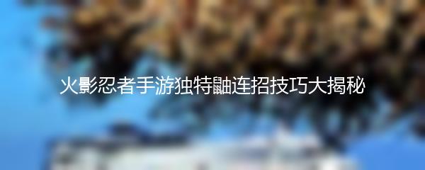 火影忍者手游独特鼬连招技巧大揭秘