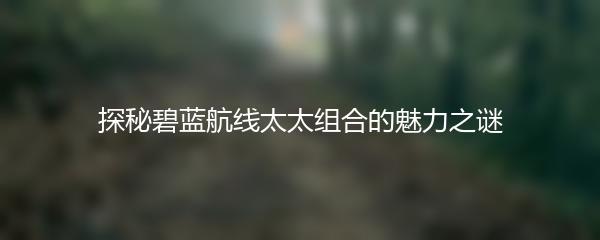 探秘碧蓝航线太太组合的魅力之谜