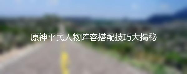 原神平民人物阵容搭配技巧大揭秘