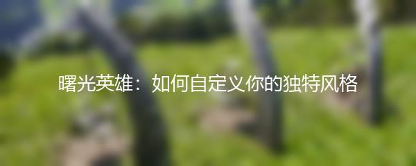 曙光英雄：如何自定义你的独特风格