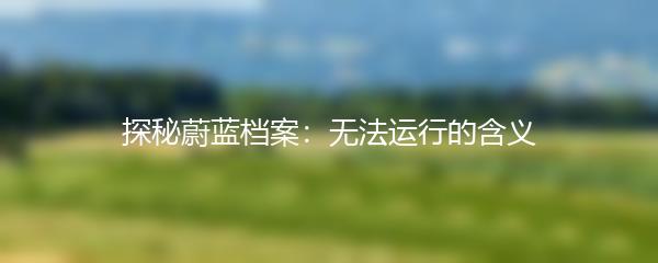 探秘蔚蓝档案：无法运行的含义