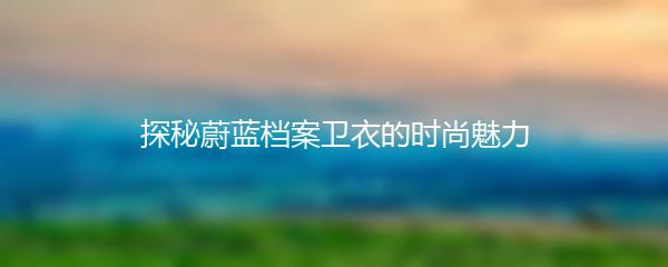 探秘蔚蓝档案卫衣的时尚魅力