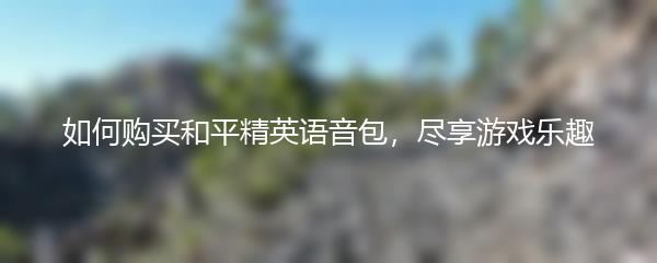 如何购买和平精英语音包，尽享游戏乐趣