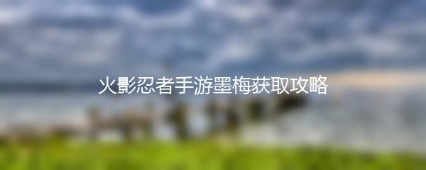 火影忍者手游墨梅获取攻略