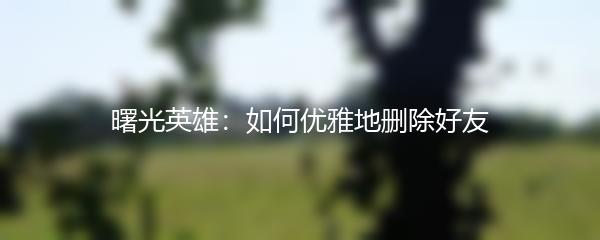曙光英雄：如何优雅地删除好友