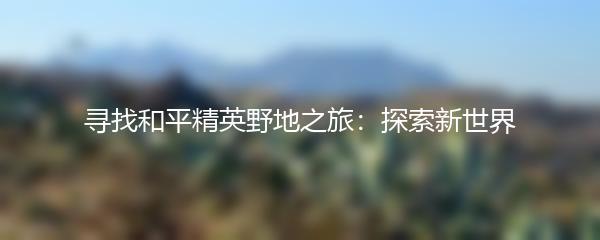 寻找和平精英野地之旅：探索新世界