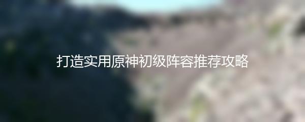 打造实用原神初级阵容推荐攻略