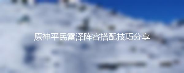 原神平民雷泽阵容搭配技巧分享