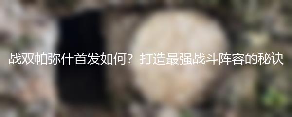 战双帕弥什首发如何？打造最强战斗阵容的秘诀