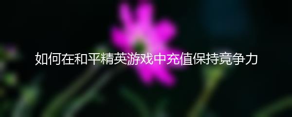 如何在和平精英游戏中充值保持竞争力