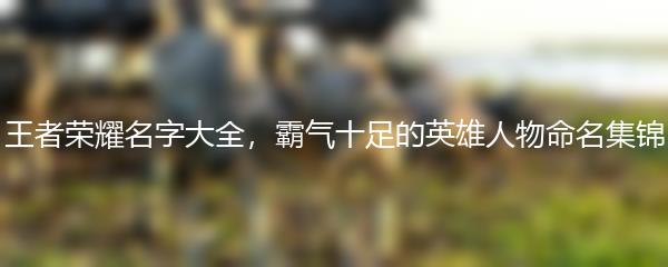 王者荣耀名字大全，霸气十足的英雄人物命名集锦