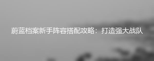 蔚蓝档案新手阵容搭配攻略：打造强大战队