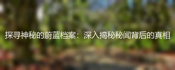 探寻神秘的蔚蓝档案：深入揭秘秘闻背后的真相