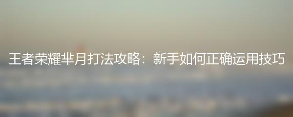 王者荣耀芈月打法攻略：新手如何正确运用技巧