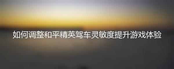 如何调整和平精英驾车灵敏度提升游戏体验