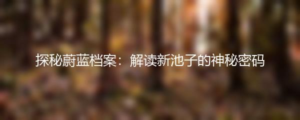 探秘蔚蓝档案：解读新池子的神秘密码