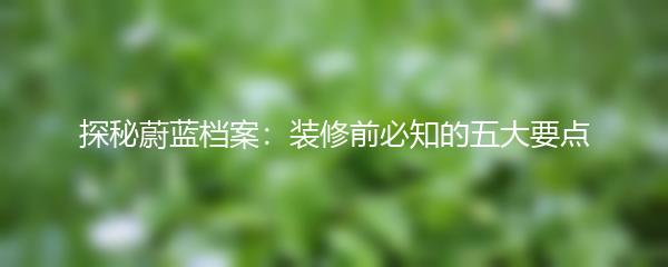 探秘蔚蓝档案：装修前必知的五大要点