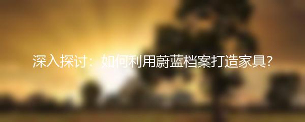 深入探讨：如何利用蔚蓝档案打造家具？