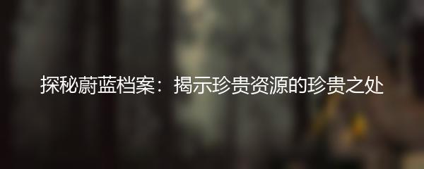 探秘蔚蓝档案：揭示珍贵资源的珍贵之处