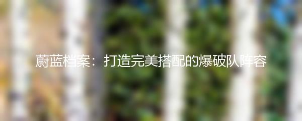 蔚蓝档案：打造完美搭配的爆破队阵容